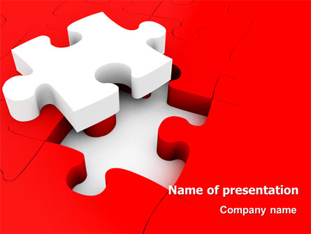 White Jigsaw on Red Presentation Template, Master Slide