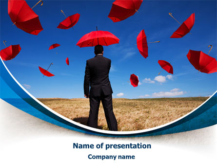 Falling Umbrellas Presentation Template, Master Slide