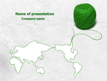 Tangle Of Green Yarn Around The World Presentation Template, Master Slide
