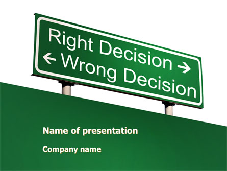 Right Decision Sign Presentation Template, Master Slide