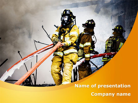 Firefighters with Firehose Presentation Template, Master Slide
