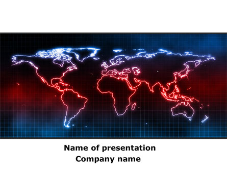 Neon Light World Map Presentation Template, Master Slide