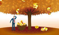 Money Tree in Orange Presentation Template