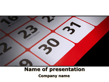Table Calendar Presentation Template, Master Slide