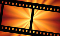 Film Strip In Dark Red-Yellow Colors Presentation Template