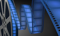 Film Reel In Dark Blue Color Presentation Template