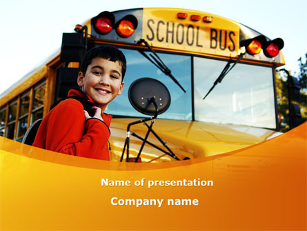 School Bus With Happy Pupil Presentation Template, Master Slide