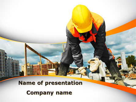 Builder On Construction Site Portrait Presentation Template, Master Slide