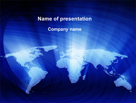 World Map In Blue Presentation Template, Master Slide