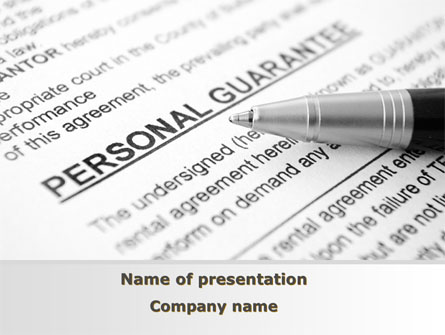 Personal Guarantee Presentation Template, Master Slide