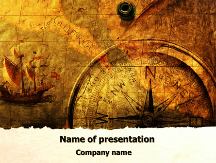 Ancient Map With Compass Presentation Template, Master Slide