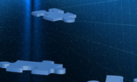 Blue Puzzles Flying In Space Presentation Template