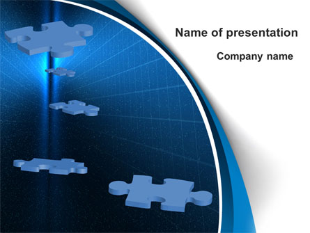Blue Puzzles Flying In Space Presentation Template, Master Slide