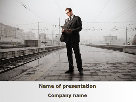 Man On Platform Presentation Template, Master Slide