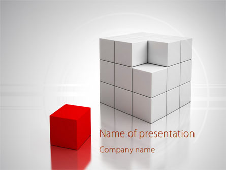 Red Part Of White Cube Presentation Template, Master Slide