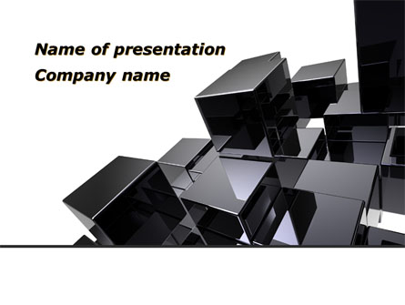 Black Polished Stone Cubes Presentation Template, Master Slide