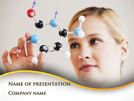 Girl With Molecular Model Presentation Template, Master Slide