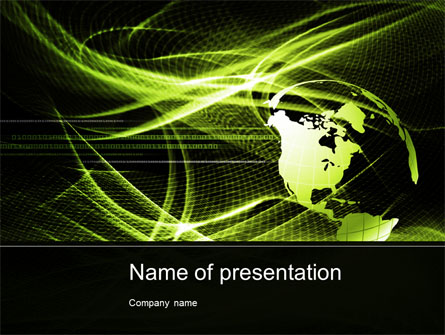 Green Waves Globe Presentation Template, Master Slide