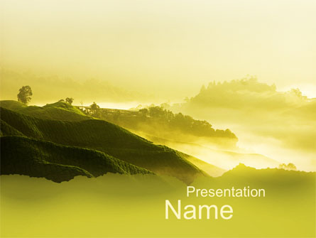 Morning on Tea Plantation Presentation Template, Master Slide