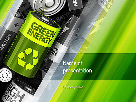 Green Energy Battery Presentation Template, Master Slide