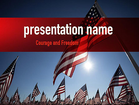 Large Group of American Flags Presentation Template, Master Slide