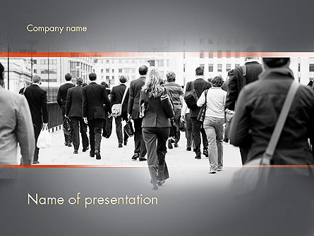 People Walking To Work Presentation Template, Master Slide