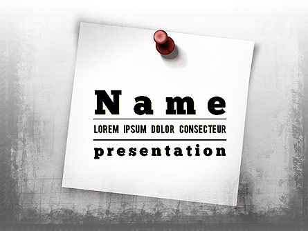 Sticky Note on Gray Wall Presentation Template, Master Slide