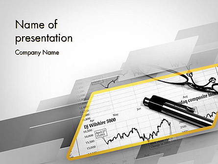 Glasses and Pen Resting on a Report Presentation Template, Master Slide
