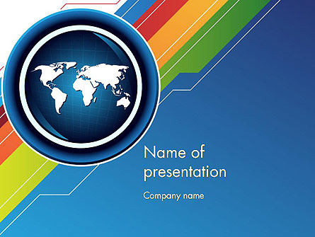 World Map and Colorful Stripes Presentation Template, Master Slide