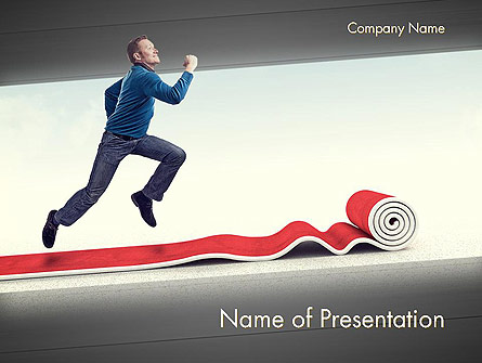 Man Running On Rolling Red Carpet Presentation Template, Master Slide