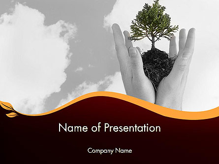 Hands Holding a Bonsai Plant Presentation Template, Master Slide
