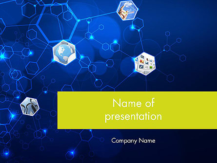 Network Concept with Hexagons Presentation Template, Master Slide