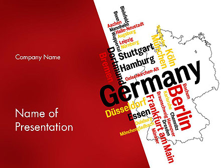 Germany Map and Cities Word Cloud Presentation Template, Master Slide