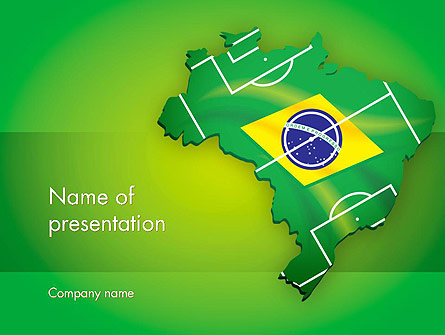 Brazil Flag Map with Football Field Presentation Template, Master Slide