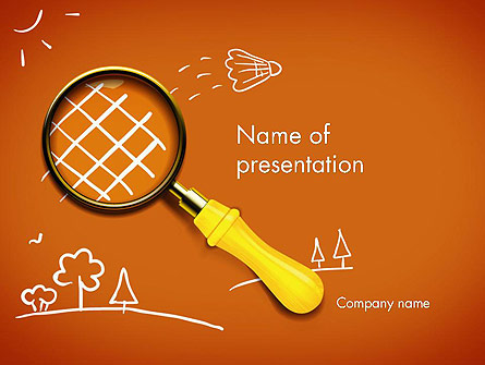 Racket with Magnifying Glass Presentation Template, Master Slide