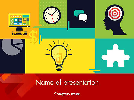 Flat Design Infographic Symbols Presentation Template, Master Slide
