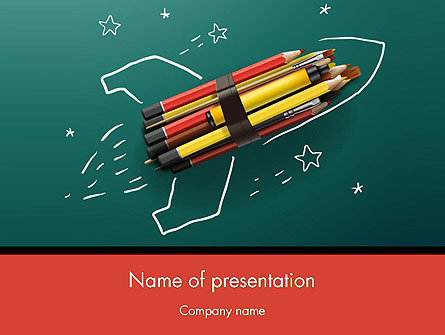 Rocket Ship Launch Made with Pencils Presentation Template, Master Slide