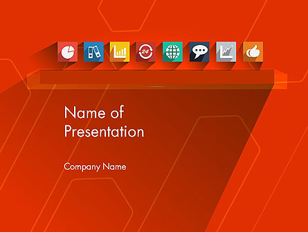 Flat Icons on Red Background Presentation Template, Master Slide