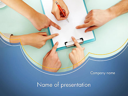 Business Hands Working with Document Presentation Template, Master Slide