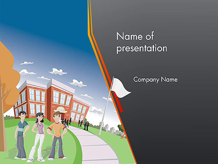 High School Building and Students Presentation Template, Master Slide
