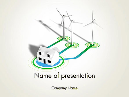Wind Turbines Powering House Presentation Template, Master Slide