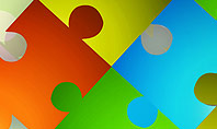 Abstract Floating Puzzle Pieces Presentation Template