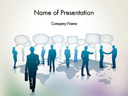 People Silhouettes with Speech Bubbles Presentation Template, Master Slide