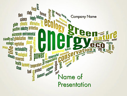 Green Energy Word Cloud Presentation Template, Master Slide