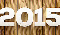 2015 on Wooden Surface with Ribbon Presentation Template