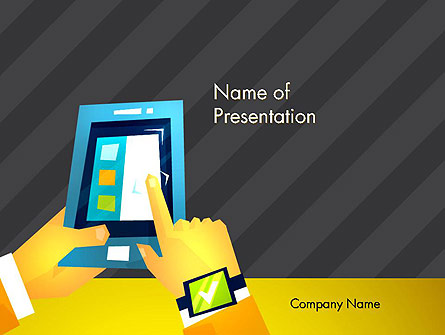 Hands with Touchpad Drawing Presentation Template, Master Slide