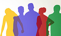 Colored People Silhouettes Standing Presentation Template