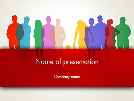 Colored People Silhouettes Standing Presentation Template, Master Slide