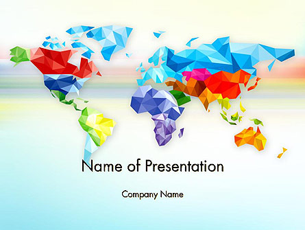 Colorful World Map in Polygonal Design Presentation Template, Master Slide
