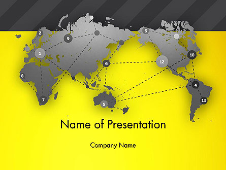 Connected Points on World Map Presentation Template, Master Slide